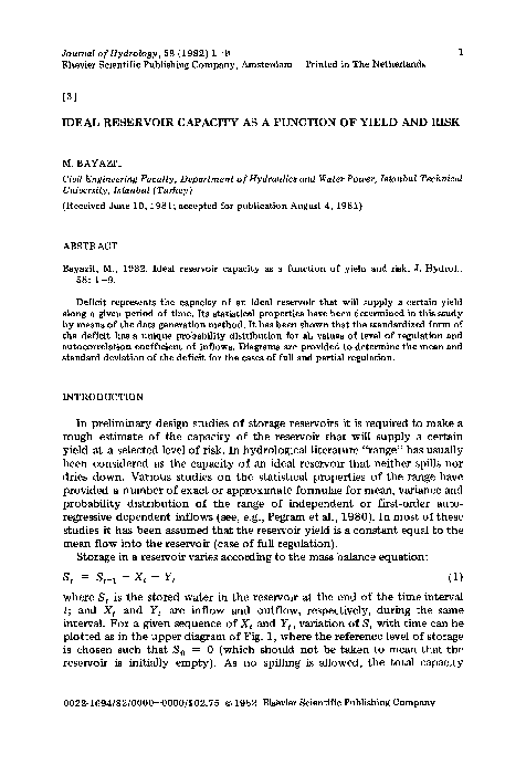 (PDF) Ideal reservoir capacity as a function of yield and risk