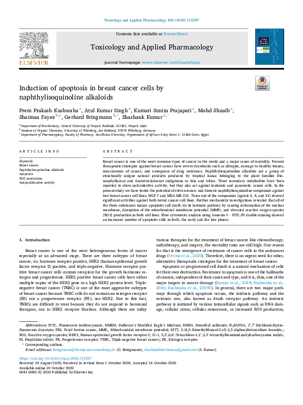(PDF) Induction of apoptosis in breast cancer cells by ...