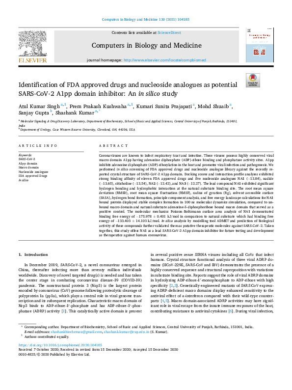 (PDF) Identification of FDA approved drugs and nucleoside analogues as ...