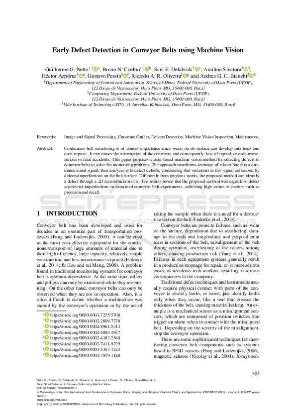 (PDF) Early Defect Detection in Conveyor Belts using Machine Vision