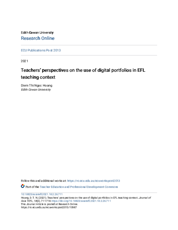 (PDF) Teachers’ Perspectives on the Use of Digital Portfolios in EFL ...