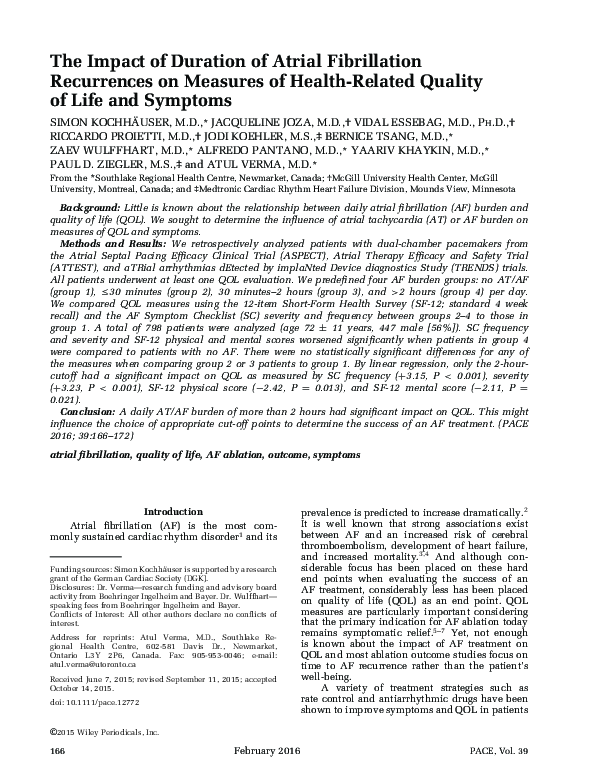 (PDF) The Impact of Duration of Atrial Fibrillation Recurrences on ...