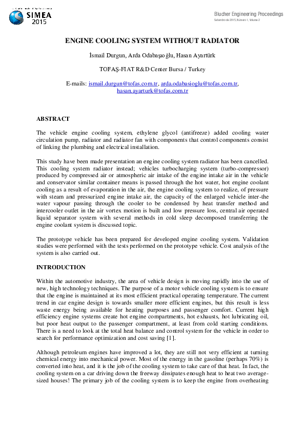(PDF) Engine Cooling System Without Radiator
