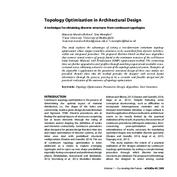 (PDF) Topology Optimization in Architectural Design: a Technique for ...