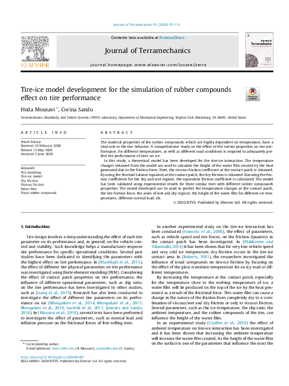 (PDF) Tire-ice model development for the simulation of rubber compounds ...