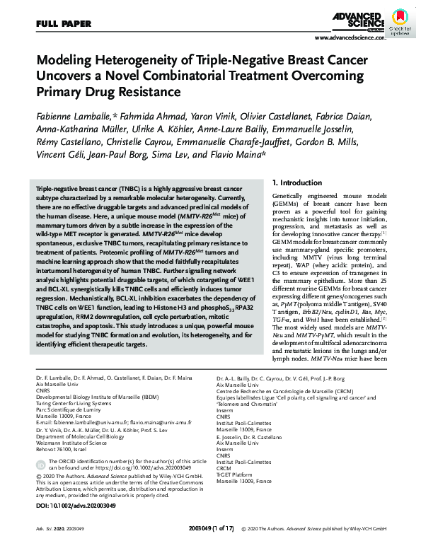(PDF) Modeling Heterogeneity of Triple-Negative Breast Cancer Uncovers ...