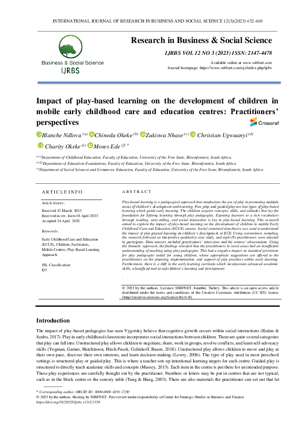 (PDF) Impact of play-based learning on the development of children in ...