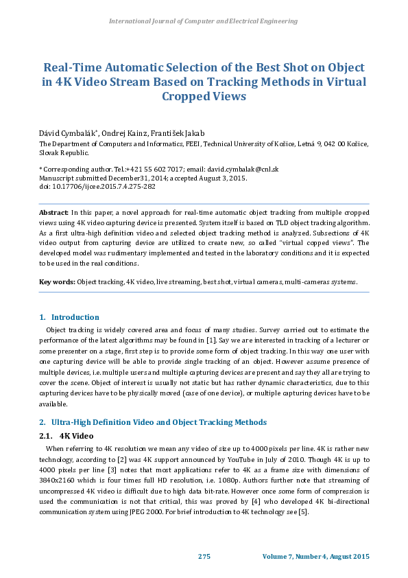 (PDF) Real-Time Automatic Selection of the Best Shot on Object in 4K ...