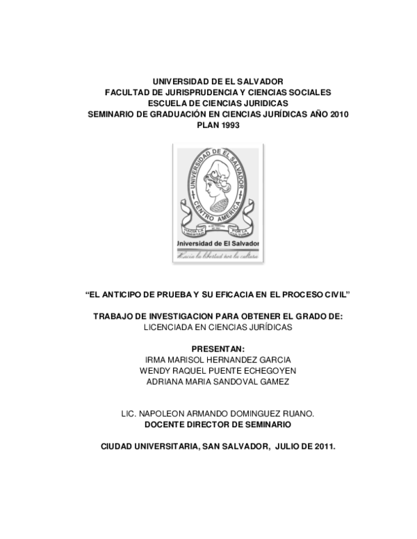 (PDF) El anticipo de prueba y su eficacia en el proceso civil