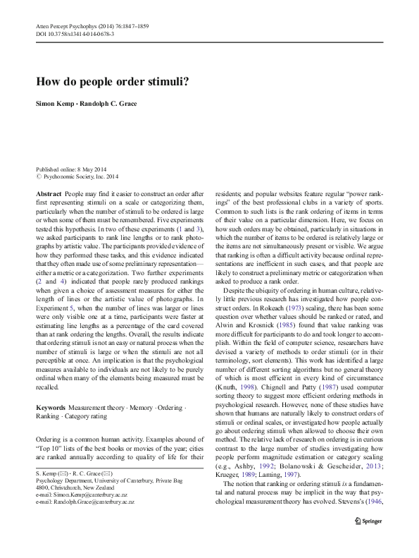 (PDF) How do people order stimuli?