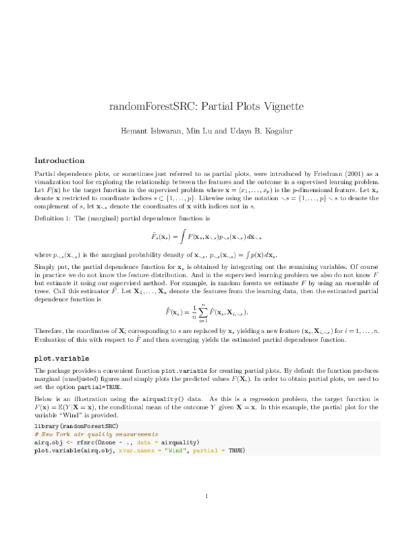 (PDF) randomForestSRC: Partial Plots Vignette