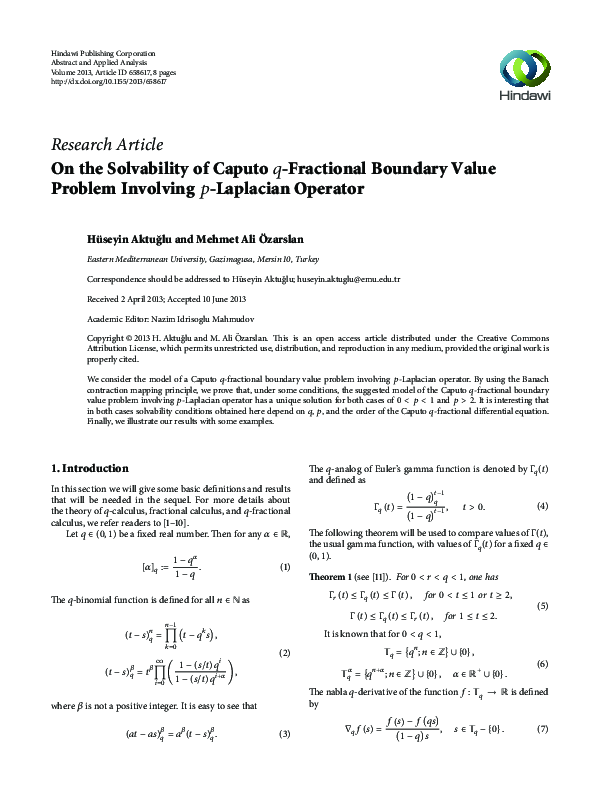 (PDF) On the Solvability of Caputo -Fractional Boundary Value Problem ...