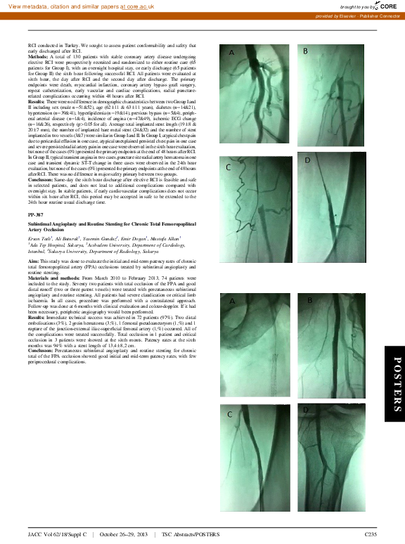 (PDF) Subintimal Angioplasty and Routine Stenting for Chronic Total ...