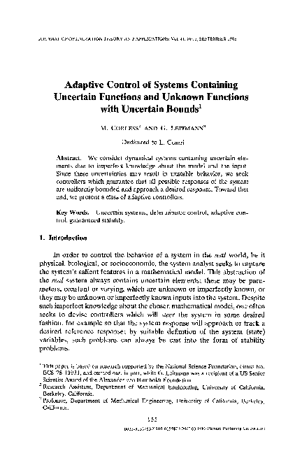 (PDF) Adaptive control of systems containing uncertain functions and ...