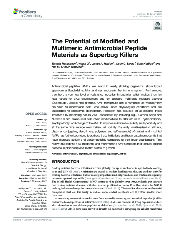 (PDF) The Potential of Modified and Multimeric Antimicrobial Peptide ...