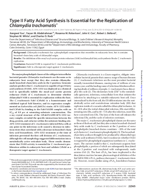 (PDF) Type II fatty acid synthesis is essential for the replication of ...