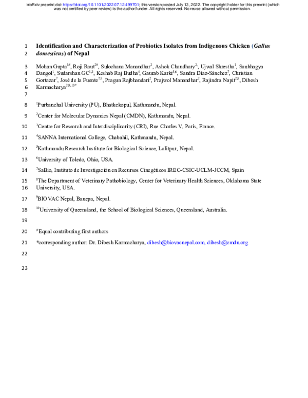 (PDF) Identification and Characterization of Probiotics Isolates from ...