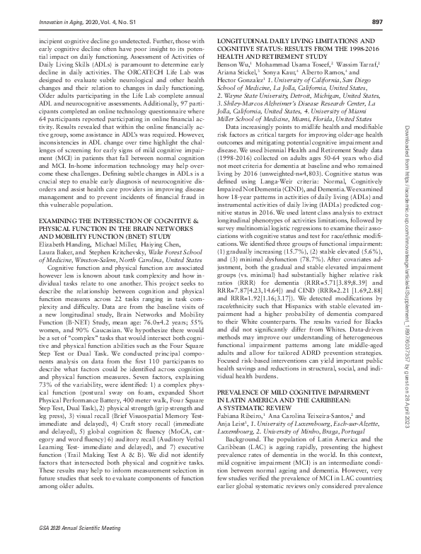 (PDF) Prevalence of Mild Cognitive Impairment in Latin America and the ...