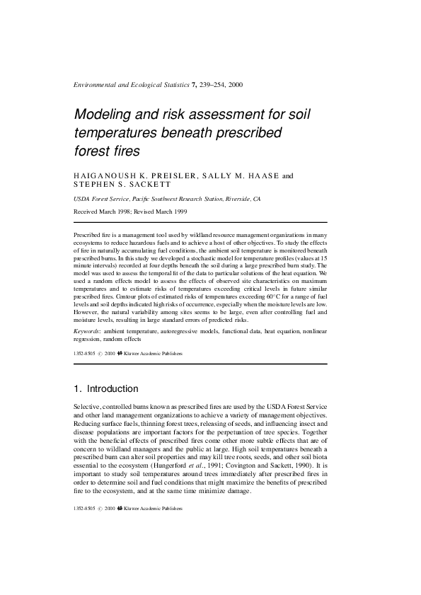 (PDF) Modeling and risk assessment for soil temperatures beneath ...