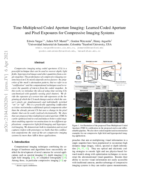 (PDF) Time-Multiplexed Coded Aperture Imaging: Learned Coded Aperture ...