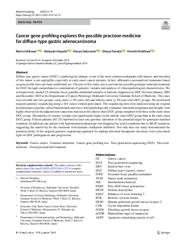 (PDF) Cancer gene profiling explores the possible precision medicine ...