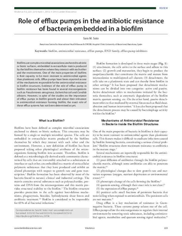 (PDF) Role of efflux pumps in the antibiotic resistance of bacteria ...