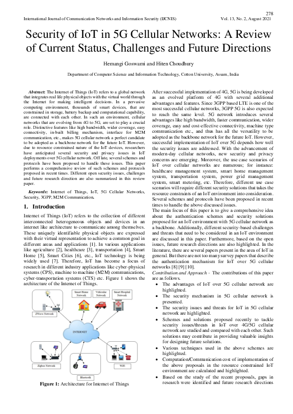 (PDF) Security of IoT in 5G Cellular Networks: A Review of Current ...