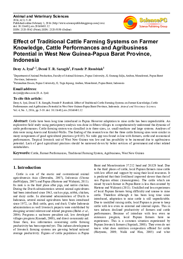 (PDF) Effect of Traditional Cattle Farming Systems on Farmer Knowledge ...