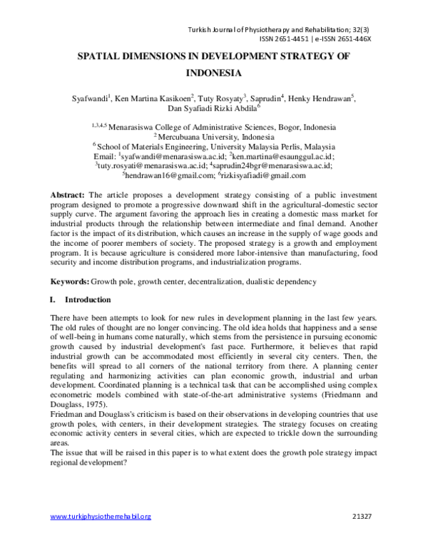 (PDF) Spatial Dimensions in Development Strategy of Indonesia
