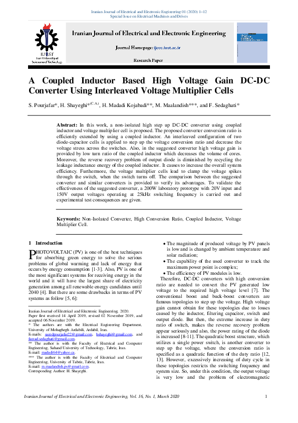 (PDF) A Coupled Inductor Based High Voltage Gain DC-DC Converter Using ...