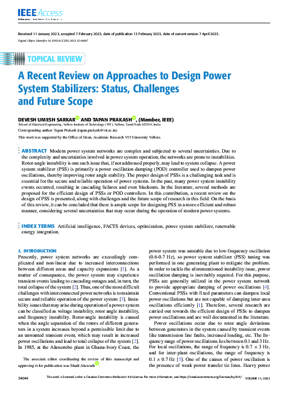 (PDF) A Recent Review on Approaches to Design Power System Stabilizers ...