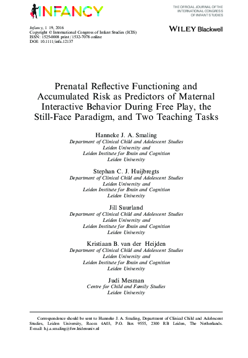 (PDF) Prenatal Reflective Functioning and Accumulated Risk as ...