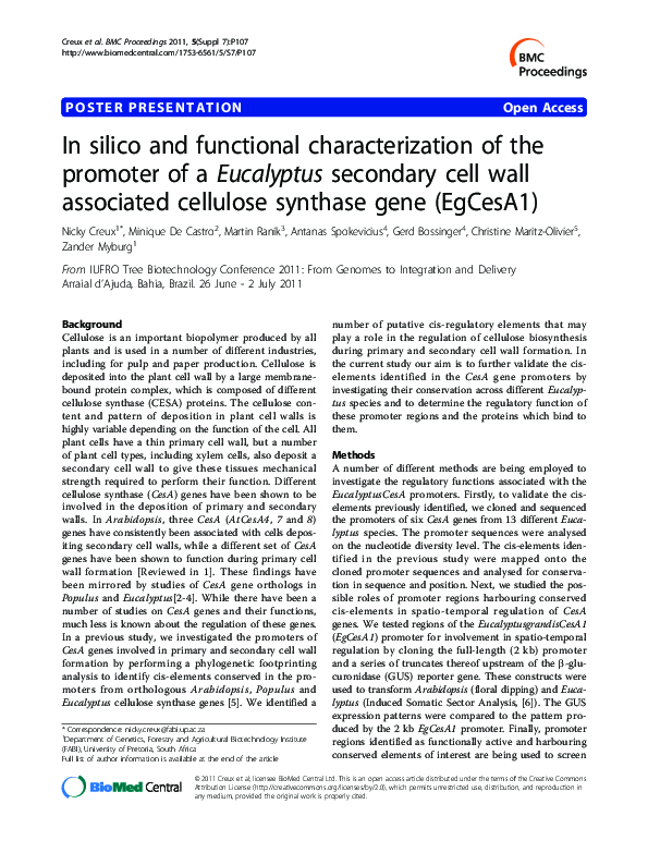 (PDF) In silico and functional characterization of the promoter of a ...