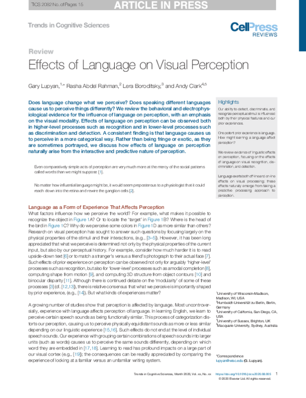 (PDF) Effects of Language on Visual Perception