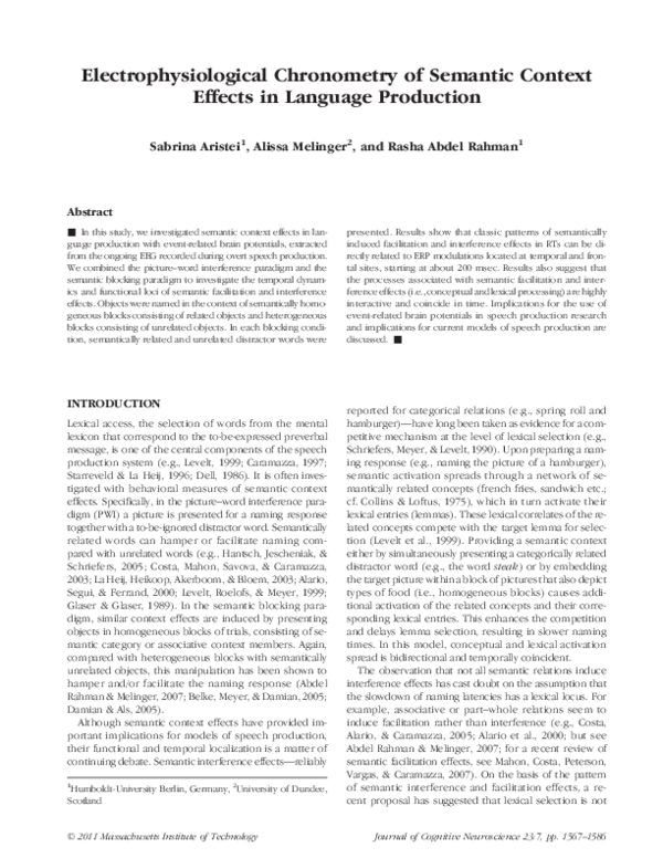 (PDF) Electrophysiological Chronometry of Semantic Context Effects in ...