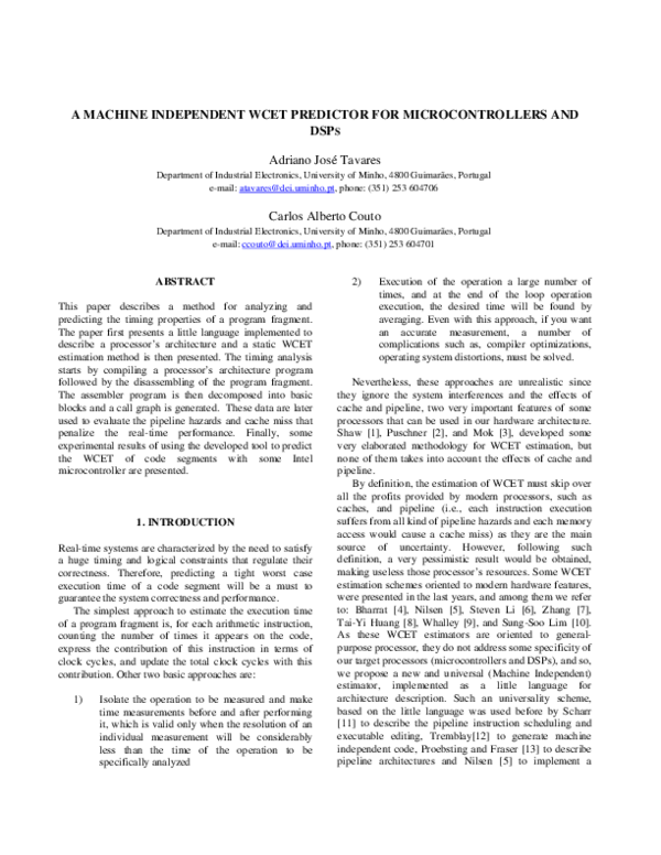 (PDF) A machine independent WCET predictor for microcontrollers and ...