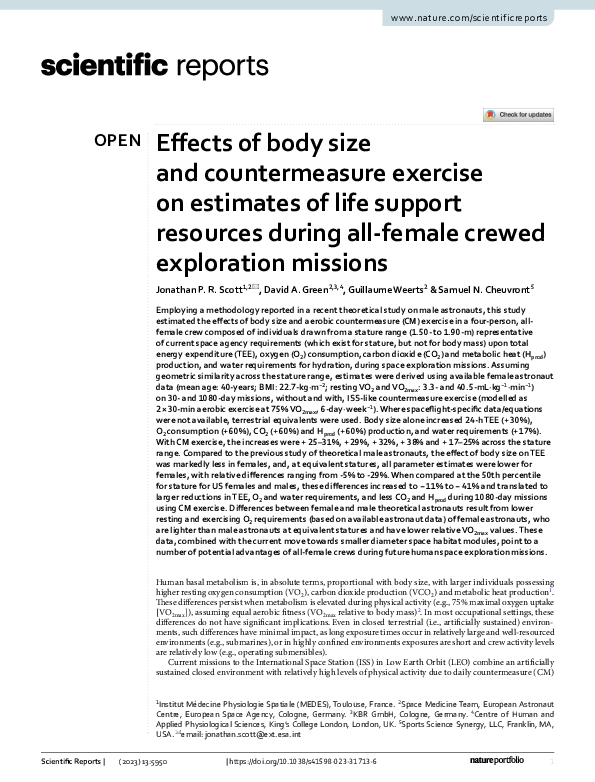 (PDF) Effects of body size and countermeasure exercise on estimates of ...