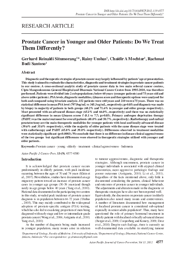 (PDF) Prostate Cancer in Younger and Older Patients: Do We Treat Them ...
