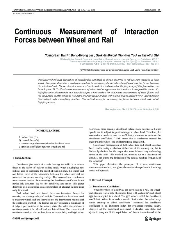 (PDF) Continuous measurement of interaction forces between wheel and
