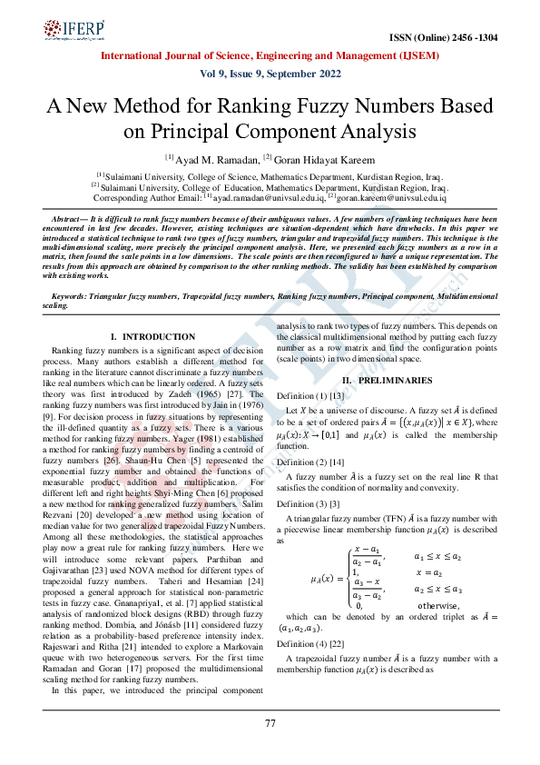(PDF) A New Method for Ranking Fuzzy Numbers Based on Principal ...