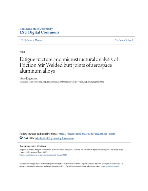 (PDF) Fatigue fracture and microstructural analysis of Friction Stir ...