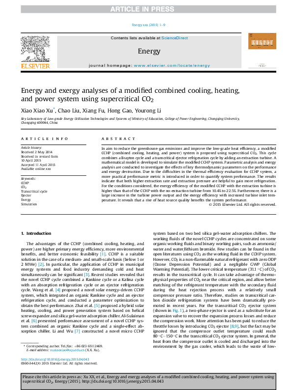 (PDF) Energy and exergy analyses of a modified combined cooling ...