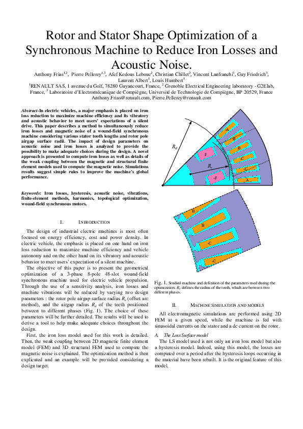 (PDF) Rotor and stator shape optimization of a synchronous machine to ...