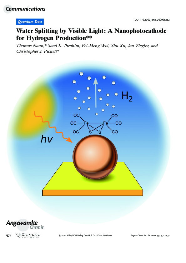 (PDF) Water Splitting by Visible Light: A Nanophotocathode for Hydrogen ...