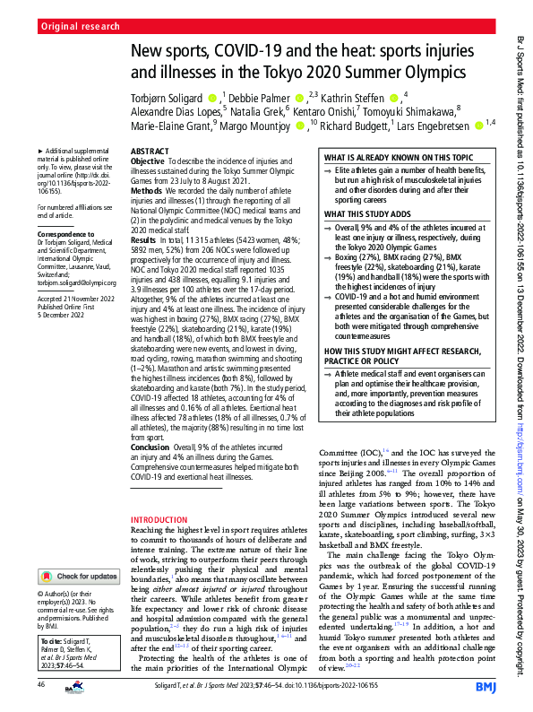 (PDF) New sports, COVID-19 and the heat: sports injuries and illnesses ...