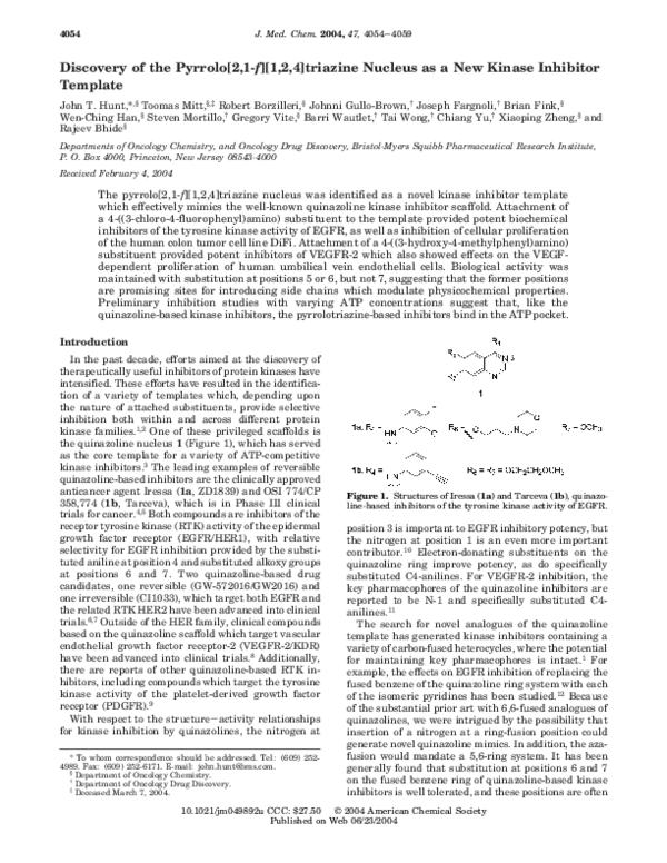 (PDF) Discovery of the Pyrrolo[2,1-f][1,2,4]triazine Nucleus as a New ...