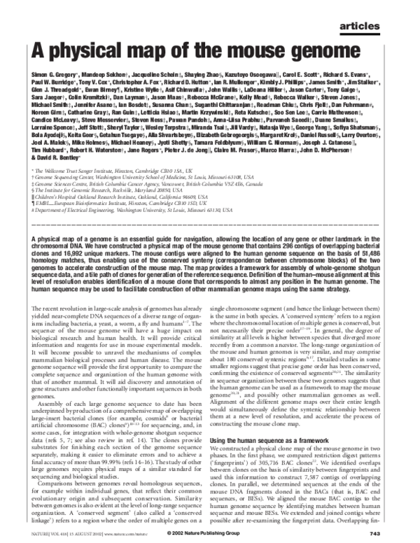 (PDF) A physical map of the mouse genome