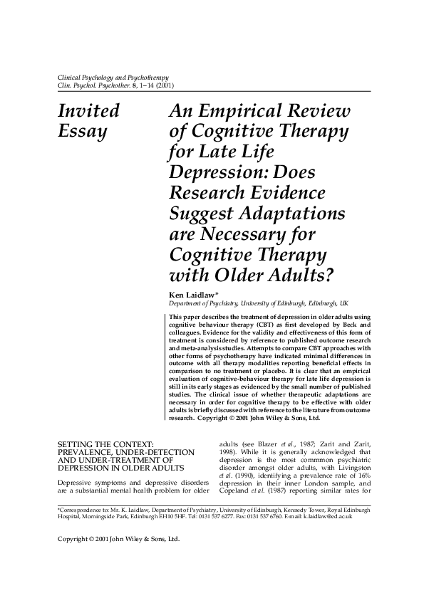 (PDF) An empirical review of cognitive therapy for late life depression ...