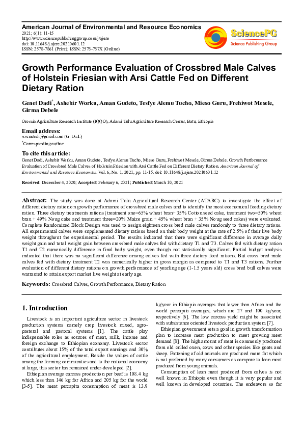 (PDF) Growth Performance Evaluation of Crossbred Male Calves of ...