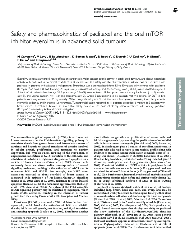 (PDF) Safety and pharmacokinetics of paclitaxel and the oral mTOR ...